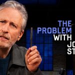 Promotional image for the show The Problem with Jon Stewart with Jon Stewart's face coming in from the left side while the show title is situated to the right of his head.