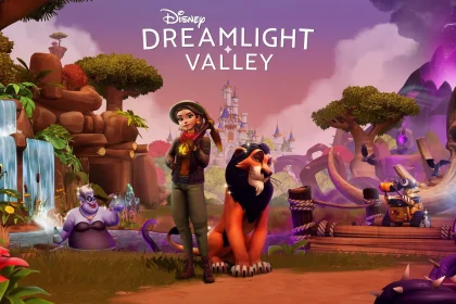 Disney Dreamlight Valley box art featuring a representation of the player character and Scar from the Lion King