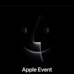 A spooky version of the Finder logo with the phrase Apple Event underneath