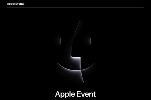 A spooky version of the Finder logo with the phrase Apple Event underneath