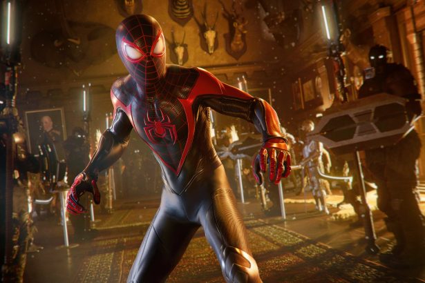 Miles Morales surrounded by guards