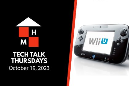 The podcast thumbnail featuring the Tech Talk Thursday logo and date (October 19, 2023) on the left and a black Wii U on the right.