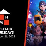 A split thumbnail featuring the Tech Talk Thursdays logo and date (October 26, 2023) on the left and 5 of the characters from the game From Space flanked on both sides by aliens on the right.