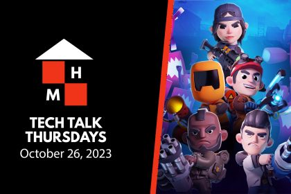 A split thumbnail featuring the Tech Talk Thursdays logo and date (October 26, 2023) on the left and 5 of the characters from the game From Space flanked on both sides by aliens on the right.
