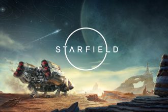 Starfield promotional art with logo in the center.