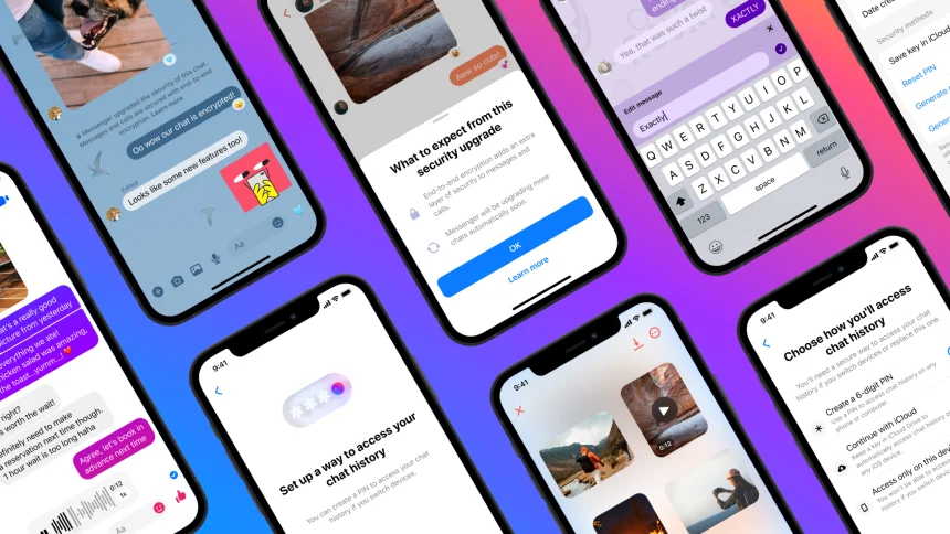 Many different iPhones showing off Facebook Messenger
