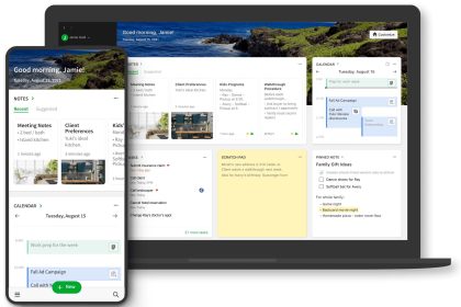 Evernote running on a smartphone and a laptop.