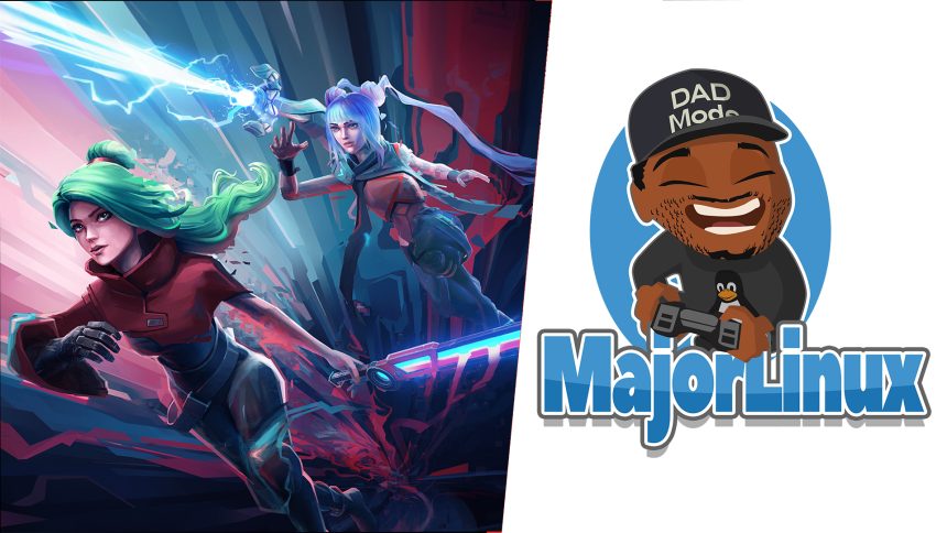 A split thumbnail featuring two of the characters from Trinity Fusion on the left and the MajorLinux logo on the right.