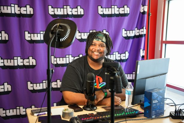 MajorLinux posing for a picture at Oak City Indie Games