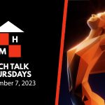 A split thumbnail featuring the Tech Talk Thursdays logo and date (December 7, 2023) on the left and The Game Awards statue on the right.