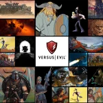 Versus Evil logo surrounded by published games.