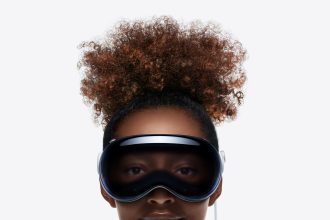 User wearing Vision Pro headset