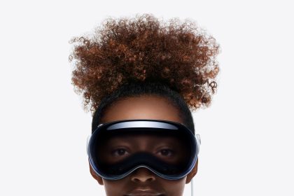 User wearing Vision Pro headset