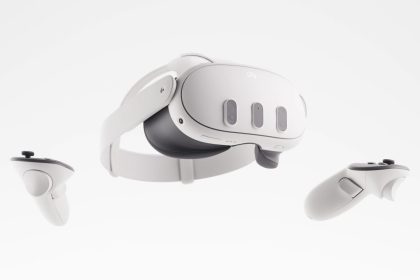 Meta Quest 3 headset with controllers