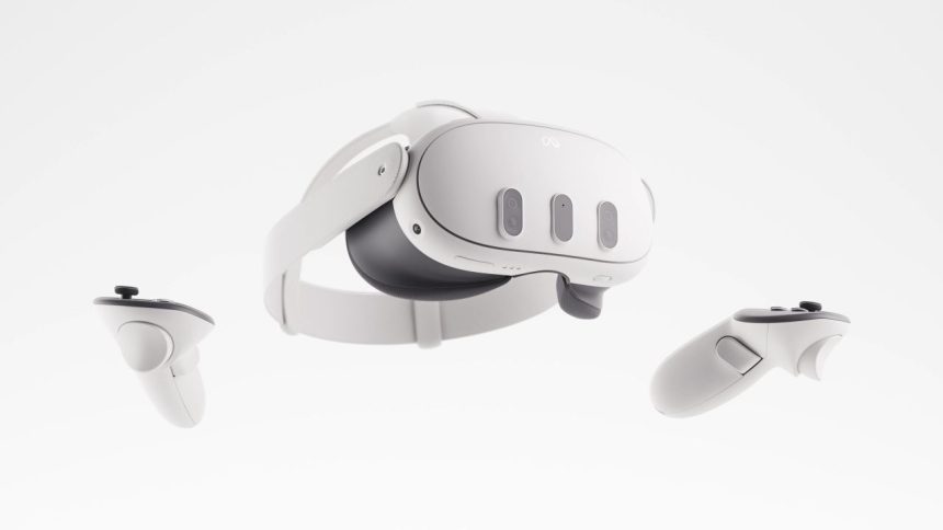 Meta Quest 3 headset with controllers