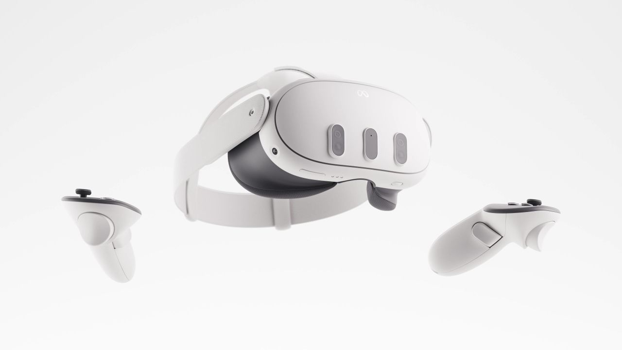 Meta Quest 3 headset with controllers