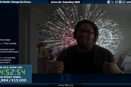 MajorLinux triggering a Reaction while test streaming on his Apple Mac Studio