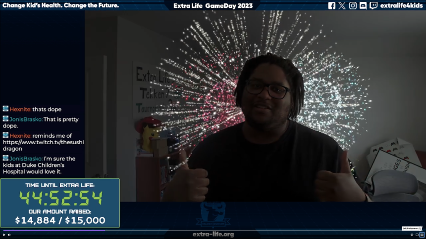 MajorLinux triggering a Reaction while test streaming on his Apple Mac Studio