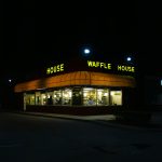 waffle house restaurant building at night